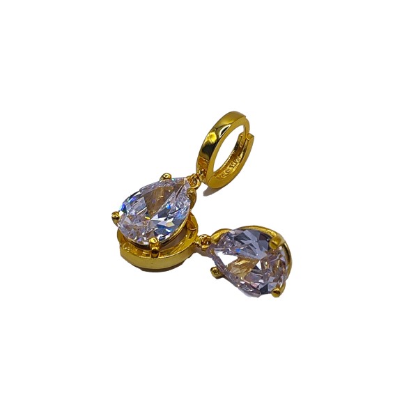 Beyaz Damla Taş Kesim Küpe