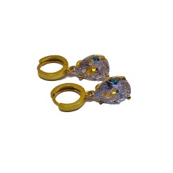 Beyaz Damla Taş Kesim Küpe